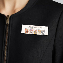 Etiqueta Para Nombres Perros adorables con corona de flores, acuarela