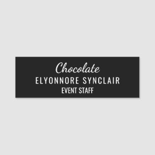 Etiqueta Para Nombres Personal de Eventos de Chocolate Minimalista Negro