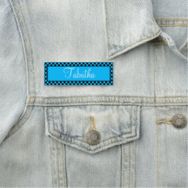 Etiqueta Para Nombres Personalizado a cuadros azul y negro