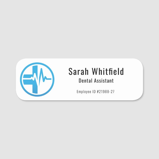 Etiqueta Para Nombres Personalizado auxiliar dental con logotipo profesi (Anverso)