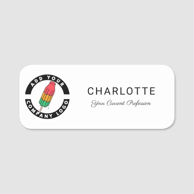 Etiqueta Para Nombres Personalizado de Empleados Empresariales con Logot (Anverso)