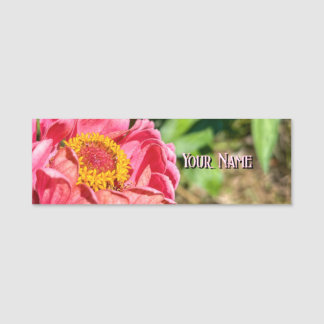 Etiqueta Para Nombres Personalizado de flores rosadas Zinnia Nombre del 