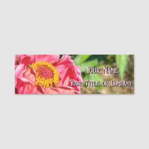 Etiqueta Para Nombres Personalizado de flores rosadas Zinnia Nombre del 