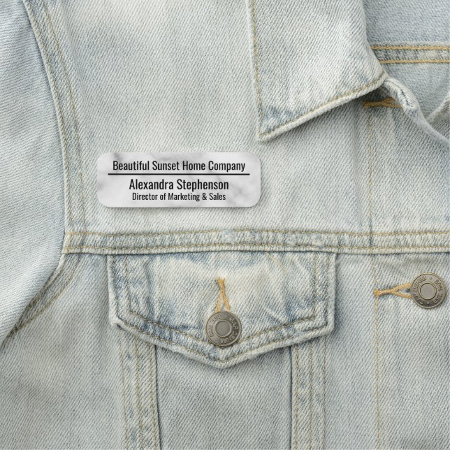 Etiqueta Para Nombres Personalizado de mármol blanco clásico de negocio  (In situ)