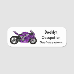 Etiqueta Para Nombres Personalizado de motocicleta Purple