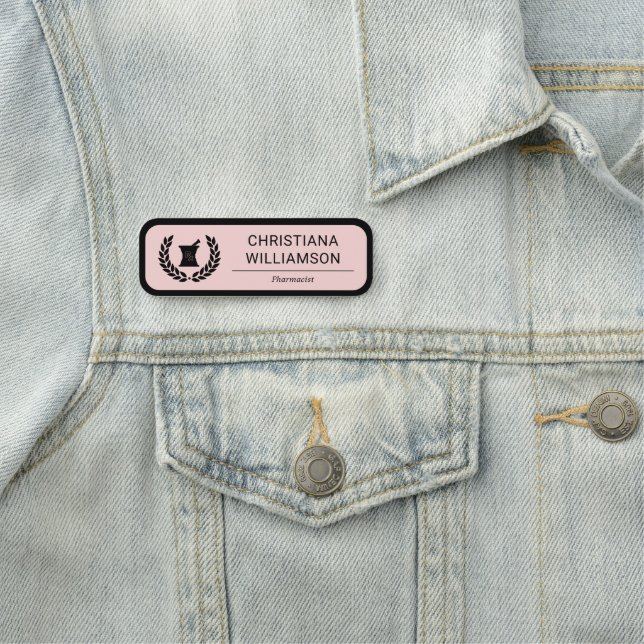 Etiqueta Para Nombres Personalizado Elegante Empleado de Farmacia Farmac (In situ)