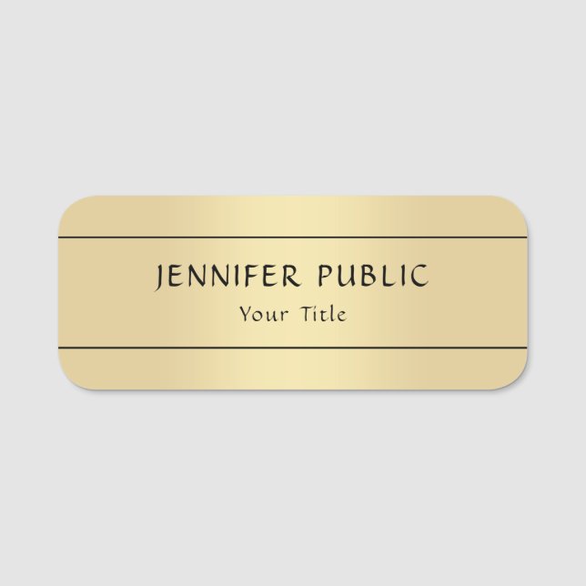 Etiqueta Para Nombres Personalizado Faux Gold Elegant Modern Template (Anverso)