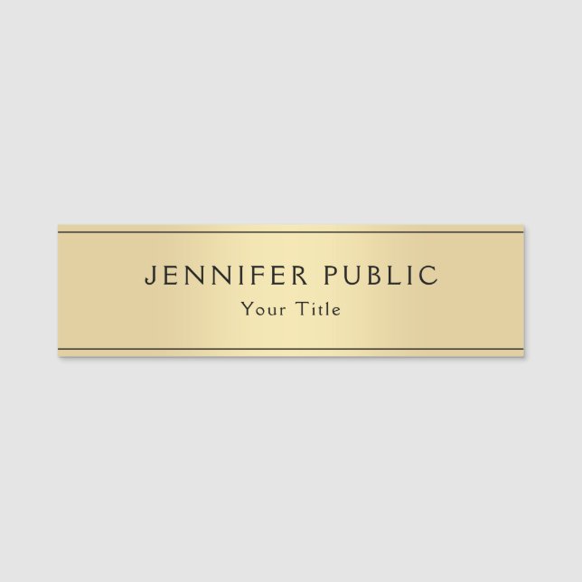 Etiqueta Para Nombres Personalizado Glamour Faux Gold Moderno Template M (Anverso)