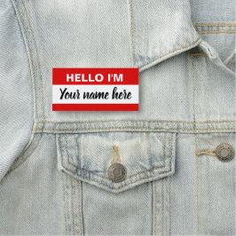Etiqueta Para Nombres Personalizado Hola mi nombre es (rojo)