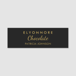 Etiqueta Para Nombres Personalizado Minimalista Negro Oro Bastón
