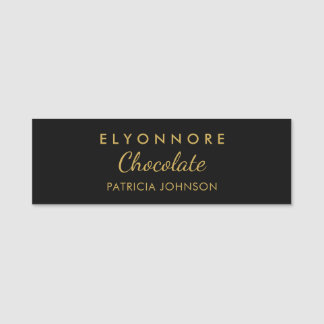 Etiqueta Para Nombres Personalizado Minimalista Negro Oro Bastón