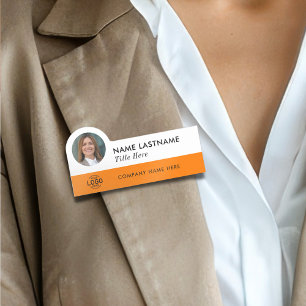 Etiqueta Para Nombres Personalizado Photo ID Logo Naranja moderno Emplea
