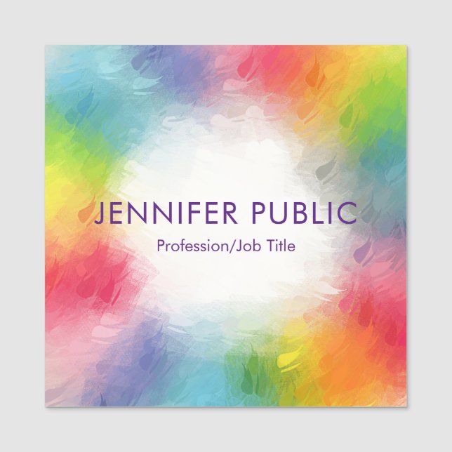 Etiqueta Para Nombres Personalizado Plantilla Elegante Moderno Arcoiris  (Anverso)