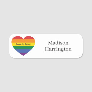 Etiqueta Para Nombres Personalizado Texto Corazón arcoiris