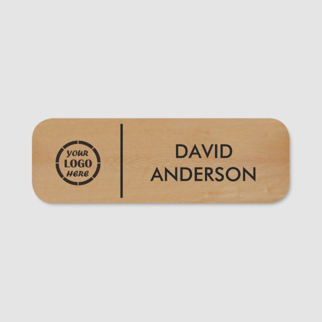 Etiqueta Para Nombres Personalizado Wooden Business Logo Personal básico (Anverso)
