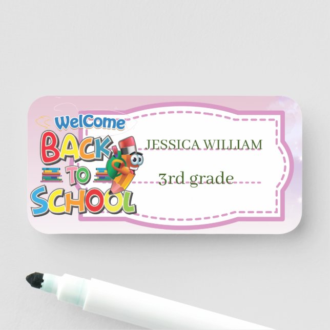 Etiqueta Para Nombres Personalizar Nombre Gracioso Volver A La Escuela (In situ)
