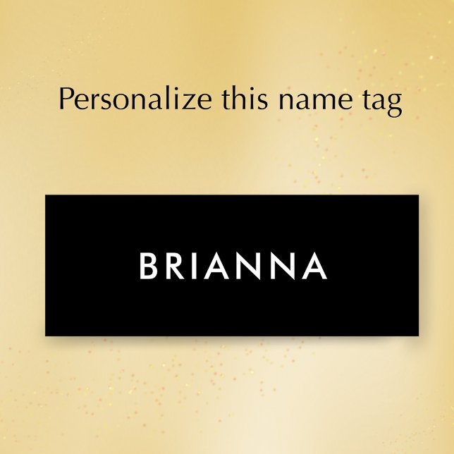 Etiqueta Para Nombres Personalized Modern Minimalist Black Professional (Personalize this simple modern black and white custom name tag. Minimalist clear editable script.
)