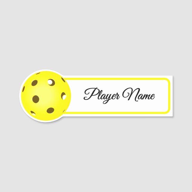 Etiqueta Para Nombres Pickleball Player Yellow Pickleballs Personalized (Anverso)