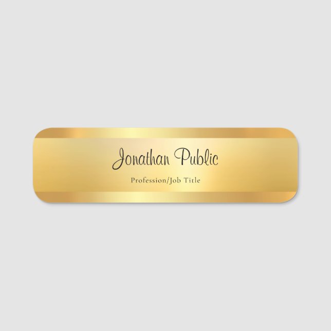 Etiqueta Para Nombres Plantilla Gold Elegant Hand Script Name Modern (Anverso)