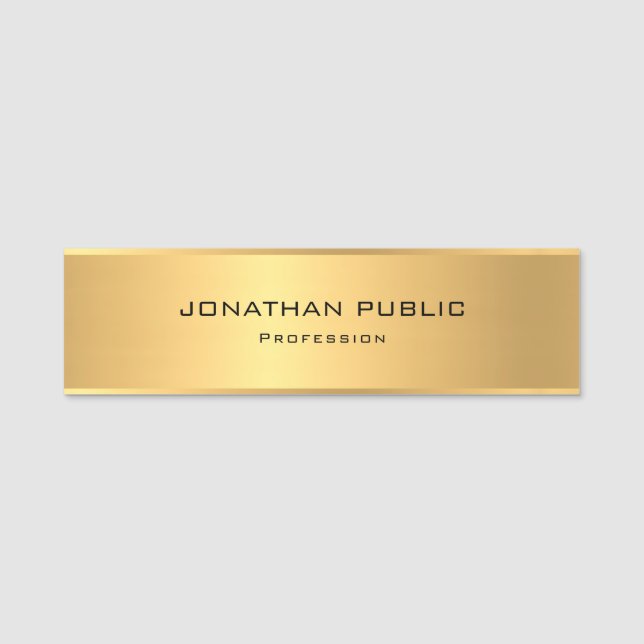 Etiqueta Para Nombres Plantilla Gold Metallic Look Profesional Elegante (Anverso)
