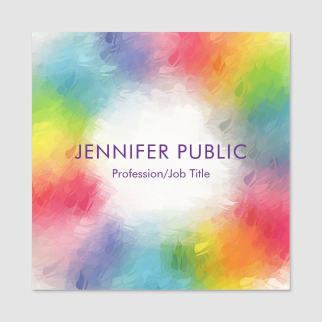 Etiqueta Para Nombres Plantilla Personalizada Moderna Elegante Colorido (Anverso)