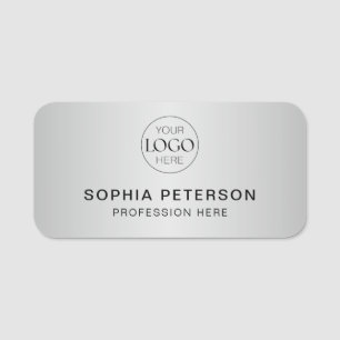 Etiqueta Para Nombres Plata metálica del personal del logotipo empresari