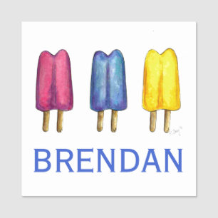 Etiqueta Para Nombres Popsicles de color de agua Twin Pop Popsicles Hiel
