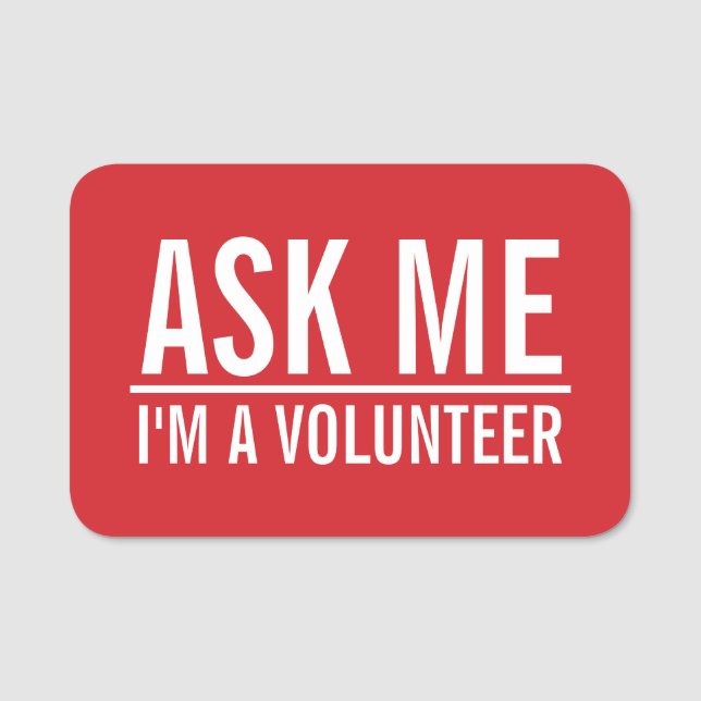 Etiqueta Para Nombres Pregúntame| Insignia de Voluntarios Rojos (Anverso)