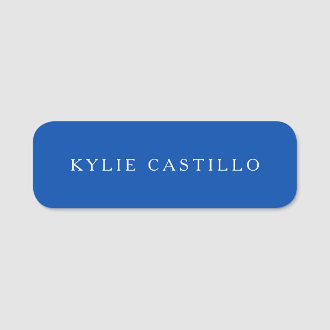 Etiqueta Para Nombres Profesional Clásico Único de Azul Cobalto (Anverso)