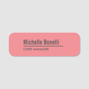 Etiqueta Para Nombres Profesional Minimalista simple Coral Rosa Moderno