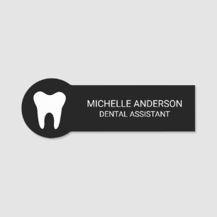 Etiqueta Para Nombres Profesional Trendy Dental Assistant Black white