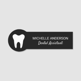 Etiqueta Para Nombres Profesional Trendy Dental Assistant Black white