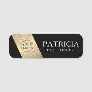 Etiqueta Para Nombres Purpurina de lujo negro y con captación de ojos Go
