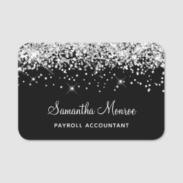 Etiqueta Para Nombres Purpurina plateado negro