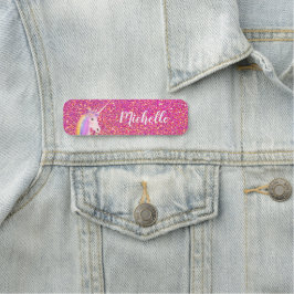 Etiqueta Para Nombres Purpurina rosa arcoiris de unicornio lindo persona