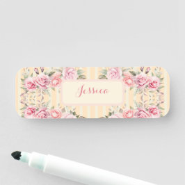 Etiqueta Para Nombres Rayado amarillo suave