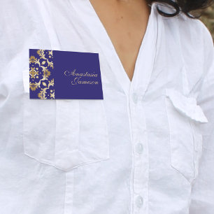 Etiqueta Para Nombres Real Azul Oro Clásico Elegante Antigüedad de época