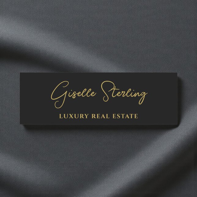 Etiqueta Para Nombres Real Estate Black Gold Script Luxury  (Subido por el creador)