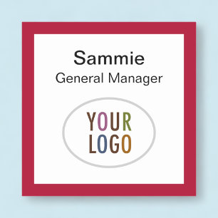 Etiqueta Para Nombres Red Square Nametag Company Logotipo Pin o Magnétic
