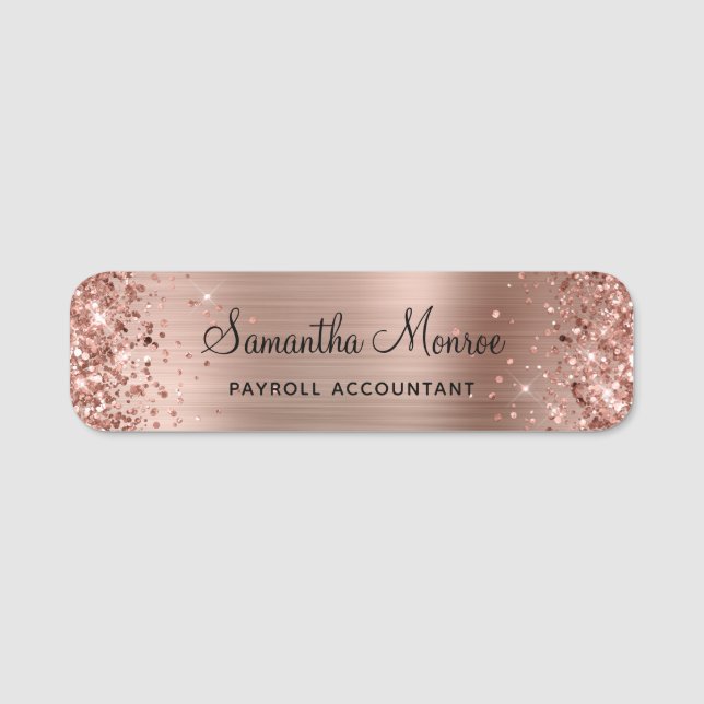 Etiqueta Para Nombres Relieve metalizado dorado Rosa Purpurinoso (Anverso)