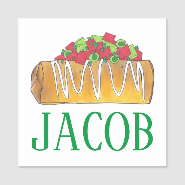 Etiqueta Para Nombres Restaurante mexicano Chimichanga Gastronomía (Anverso)