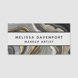 Etiqueta Para Nombres Resumen de Geode del Oro Moderno y del Agate Gris