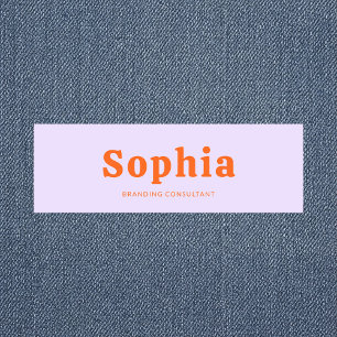 Etiqueta Para Nombres Retro Bold Serif Simple Verde Lavanda Naranja