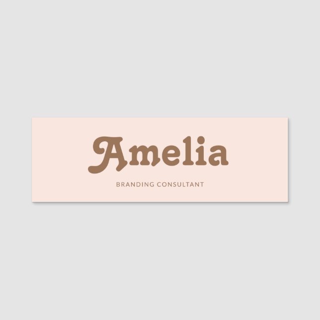 Etiqueta Para Nombres Retro Simple Blush Pink Orange (Anverso)