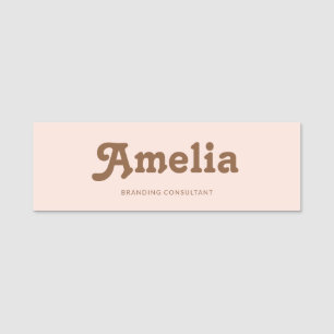 Etiqueta Para Nombres Retro Simple Rosa Naranja