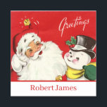 Etiqueta Para Nombres  retro vintage Christmas Santa snowman add name<br><div class="desc">retro vintage Christmas Santa snowman add name Etiqueta</div>