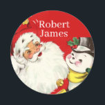Etiqueta Para Nombres  retro vintage Christmas Santa snowman add name N<br><div class="desc">retro vintage Christmas Santa snowman add name Etiqueta</div>