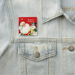 Etiqueta Para Nombres  retro vintage Christmas Santa snowman add name Na