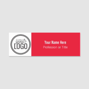 Etiqueta Para Nombres Rojo y Blanco Minimalista Bloque de Color Profesio