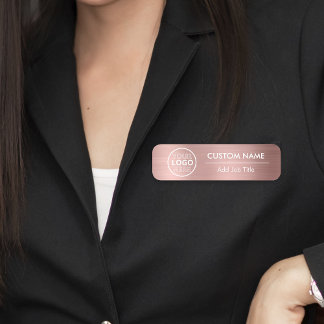 Etiqueta Para Nombres Rosa de estilo metálico Empleado de mentón de segu